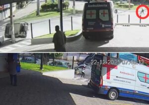 Imagens registram acidente com capotamento e mostram mulher escapando por pouco em frente ao HFM