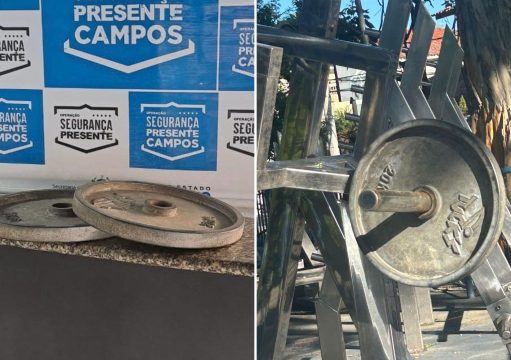 Dupla é presa em flagrante por furto de anilhas de academia do Jardim São Benedito em Campos Dupla é presa em flagrante por furto de anilhas de academia do Jardim São Benedito em Campos