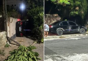 Motorista perde controle, derruba muro e carro tomba no Parque Esplanada, em Campos Motorista perde controle, derruba muro e carro tomba no Parque Esplanada, em Campos