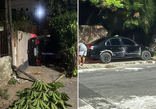 Motorista perde controle, derruba muro e carro tomba no Parque Esplanada, em Campos Motorista perde controle, derruba muro e carro tomba no Parque Esplanada, em Campos