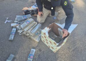 PRF apreende drogas dentro de caixa embalada para presente na BR-101, em Campos