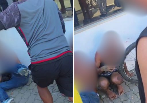 Dupla é contida e agredida por populares após suspeita de roubo no Centro de Campos Dupla é contida e agredida por populares após suspeita de roubo no Centro de Campos