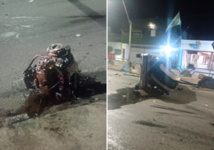 Acidente é registrado na 28 de Março, em Campos; impacto arrancou motor do veículo