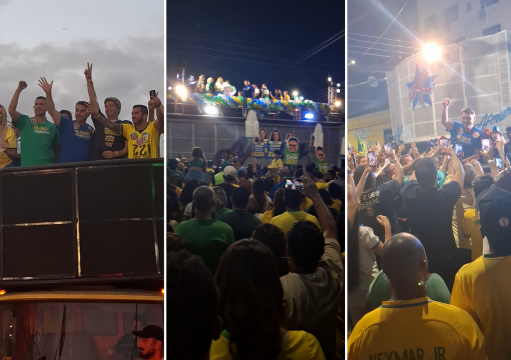 Flávio Bolsonaro atrai multidão durante visita de candidatos do PL a Campos Flávio Bolsonaro atrai multidão durante visita de candidatos do PL a Campos