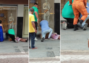 Homem passa mal e é socorrido por técnicos de enfermagem no Centro de Campos
